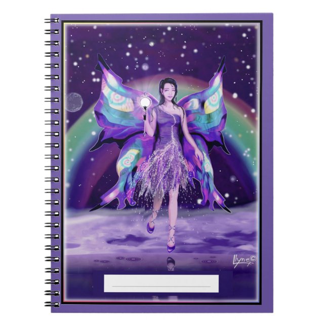 Caderno Espiral Notebook de fada de chuva roxa (Frente)