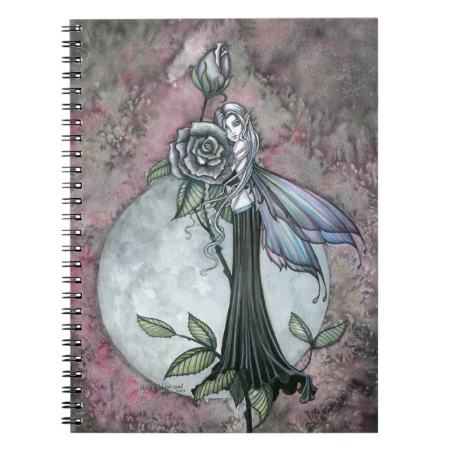 Caderno Espiral Notebook de fada Rosa de meia-noite (Frente)