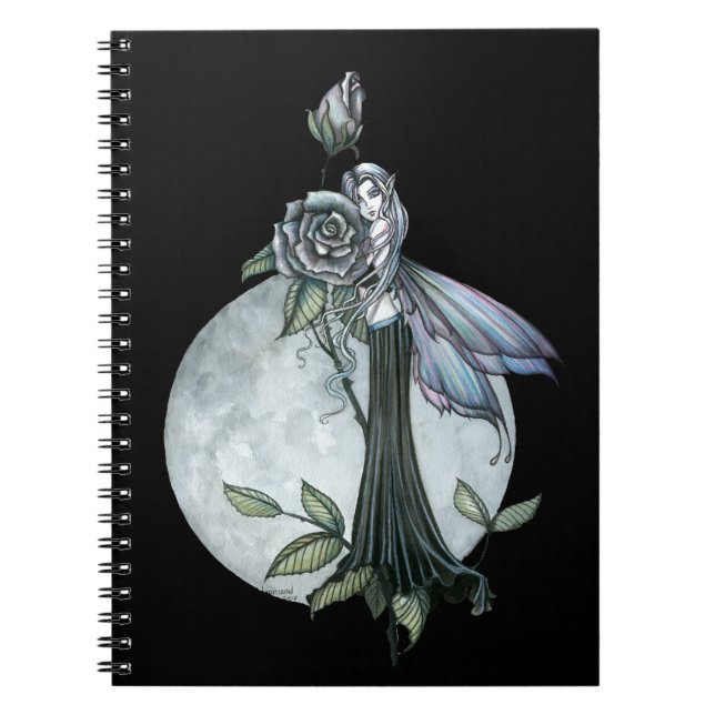 Caderno Espiral Notebook de fada Rosa de meia-noite (Frente)