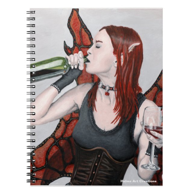 Caderno Espiral Notebook de fantasia espiral com uma garrafa de vi (Frente)