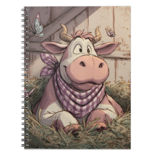 Caderno Espiral Notebook de Fazenda de pastel de vaca sorridente