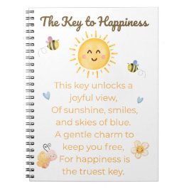 Caderno Espiral Notebook de felicidade - Diário Inspiracional