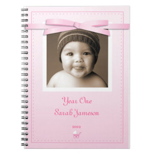 Caderno Espiral Notebook de fita cor-de-rosa para bebê