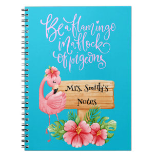CADERNO ESPIRAL NOTEBOOK DE FLAMINGO PERSONALIZADO PELO PROFESSOR