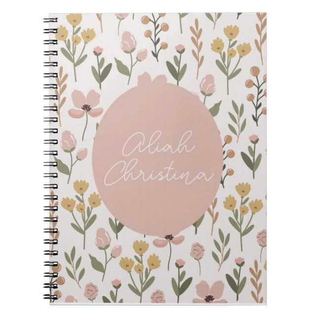 Caderno Espiral Notebook de flor selvagem personalizado Baby (Frente)
