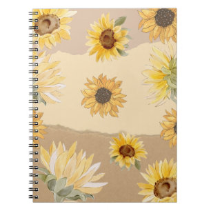 Caderno Espiral Notebook de flor solar