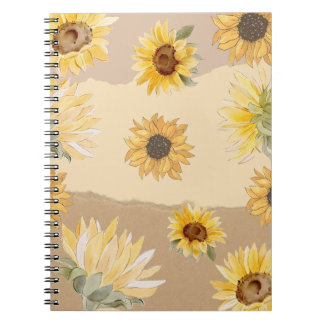 Caderno Espiral Notebook de flor solar