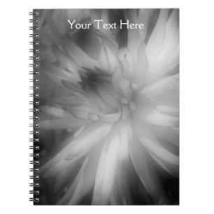 Caderno Espiral Notebook De Flores De Dália Preta E Branca