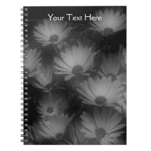 Caderno Espiral Notebook de flores de margarida negra e branca afr