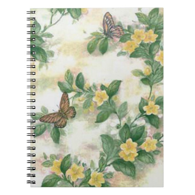 Caderno Espiral Notebook De Flores E Borboletas Espirais (Frente)