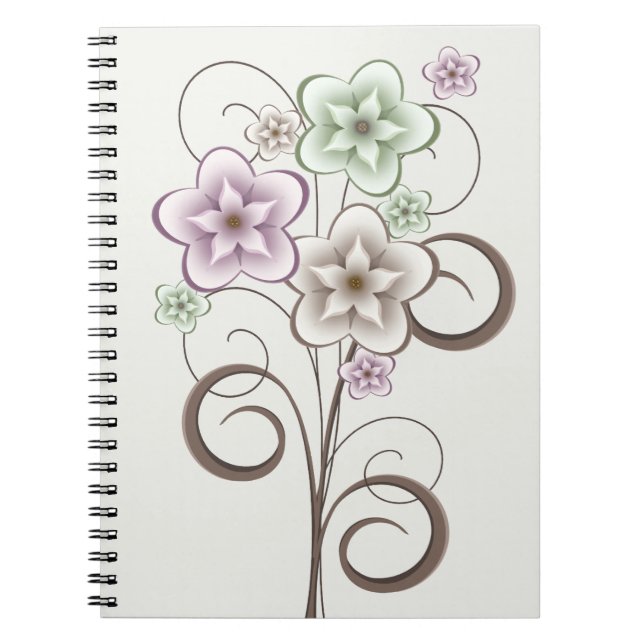 Caderno Espiral Notebook de Flores e Curls (Frente)