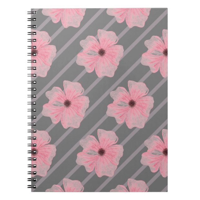 Caderno Espiral Notebook De Flores E Espalhos Rosa (Frente)