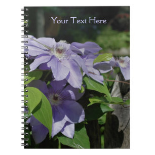 Caderno Espiral Notebook de flores naturais de Pale Purple Clemati