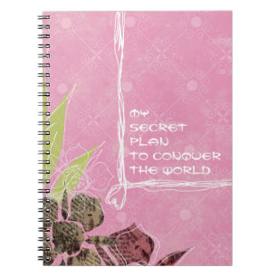 Caderno Espiral Notebook de Flores Rosa do Plano Secreto