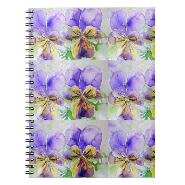 Caderno Espiral Notebook de Flores Violetas Violetas Roxo Viola (Frente)