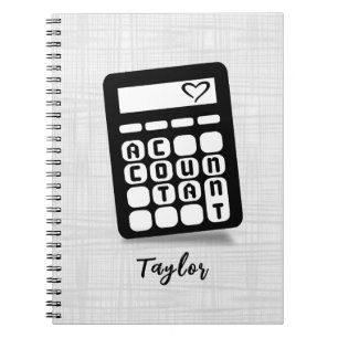 Caderno Espiral Notebook de Foto Coração Contabilista Calculadora