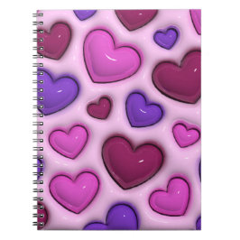 Caderno Espiral Notebook De Foto Espiral Com Corações 3D Brilhante