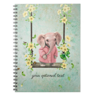 Caderno Espiral Notebook De Foto Espiral De Elefante Rosa Piscando