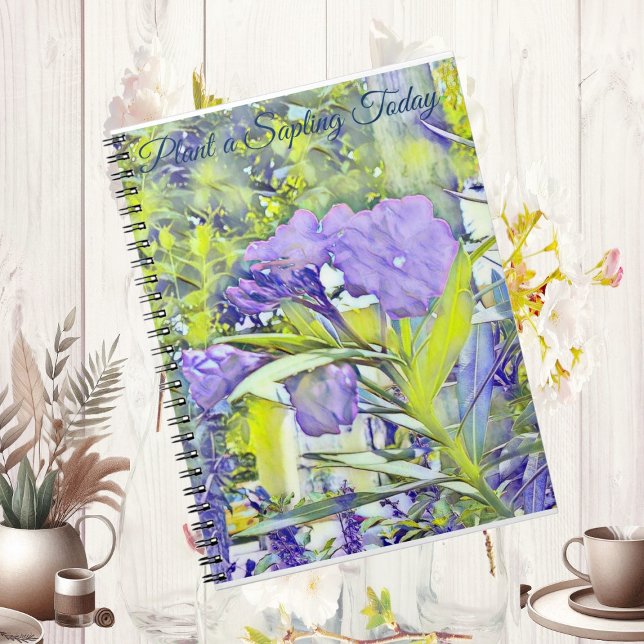 Caderno Espiral Notebook de Fotografia por Aquarela com Flores Rox (Custom Purple Flowers Watercolor Photo Notebook
)