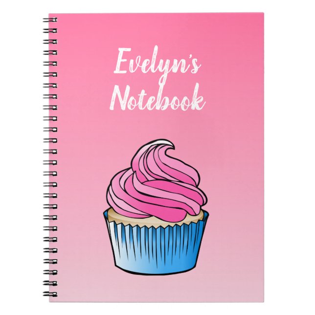 Caderno Espiral Notebook de fotos espirais do cupcake (Frente)