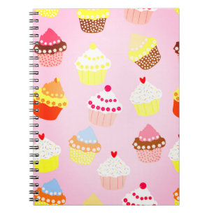 Caderno Espiral Notebook de fotos espirais do Cupcake rosa