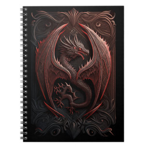 Caderno Espiral Notebook de fotos espirais do Dragão Vermelho e Ne