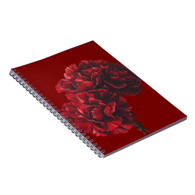 Caderno Espiral Notebook de fotos espirais Red Carnations (Lado Direito)