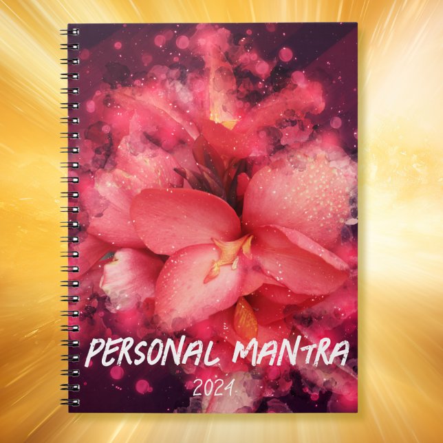 Caderno Espiral Notebook de fotos espiral (This vibrant floral photo art journal allows you to customize all text. )