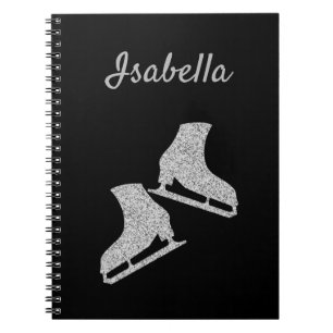 Caderno Espiral Notebook de gelo skate brilho prateado