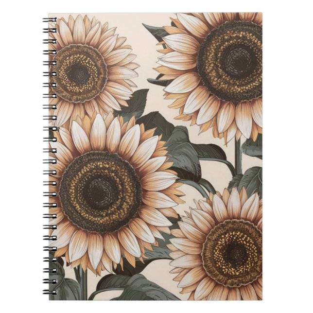 Caderno Espiral Notebook de girassol estético (Frente)