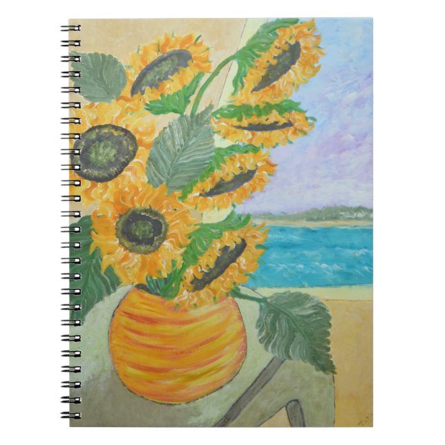 Caderno Espiral Notebook de girassol feliz (Frente)