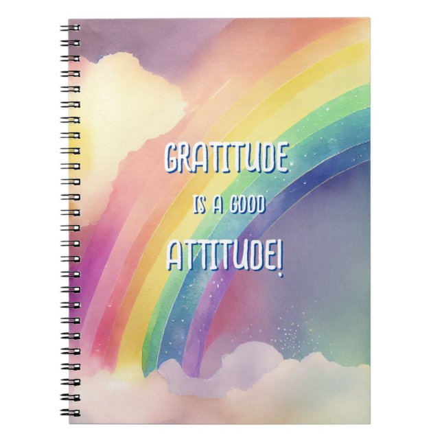 Caderno Espiral Notebook de Gratidão arco-íris com Aquarela (Frente)