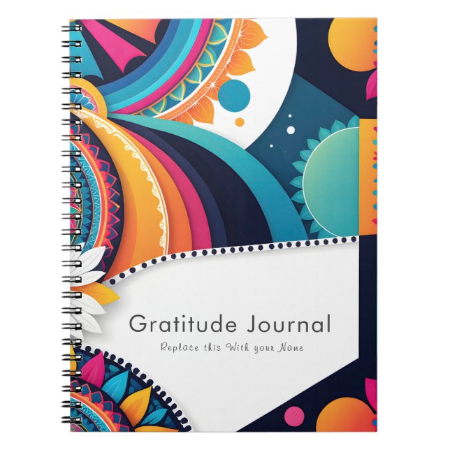 Caderno Espiral Notebook de Gratidão Personalizado (Frente)