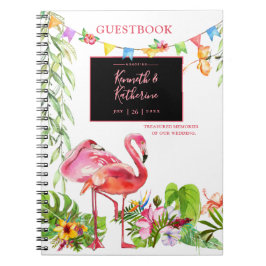Caderno Espiral Notebook de Guestbook Flamingo Tropical