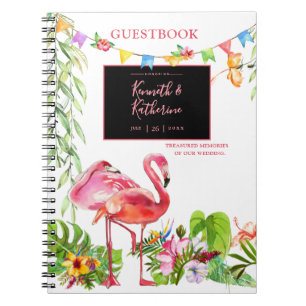 Caderno Espiral Notebook de Guestbook Flamingo Tropical