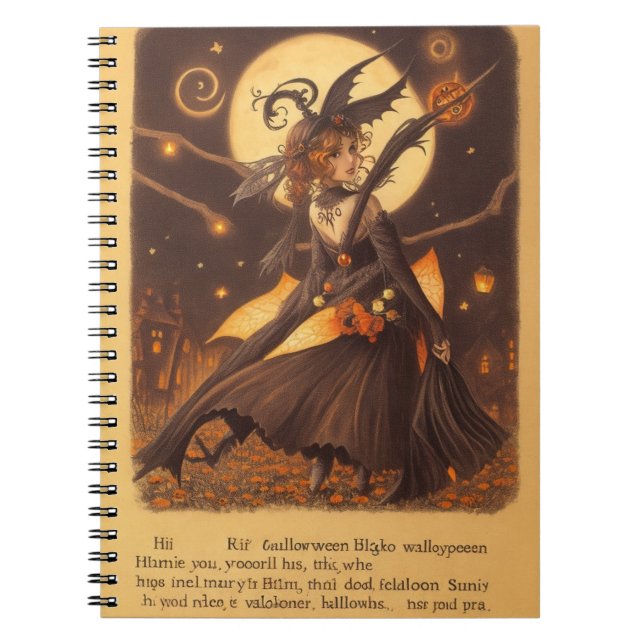 Caderno Espiral Notebook de Halloween da Coruja é assustador (Frente)