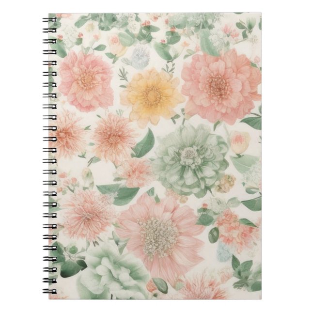 Caderno Espiral Notebook de Imagem Espiral Floral Watercolor (Frente)