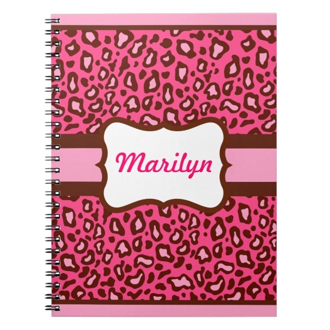 Caderno Espiral Notebook de impressão leopardo personalizado (Frente)