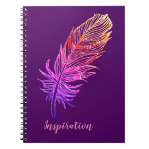 Caderno Espiral Notebook de inspiração e desenho de penas