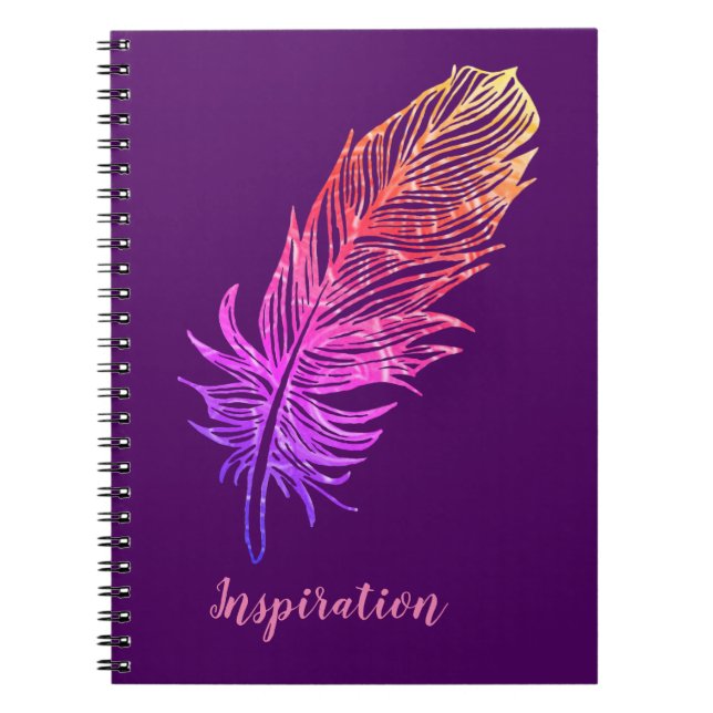 Caderno Espiral Notebook de inspiração e desenho de penas (Frente)