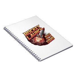 Caderno Espiral Notebook de lançamento de foguetes vívido e preto