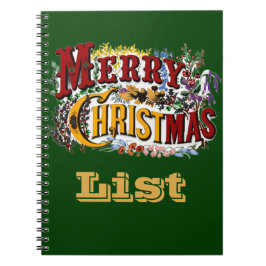 Caderno Espiral Notebook de Lista de Natal Feliz