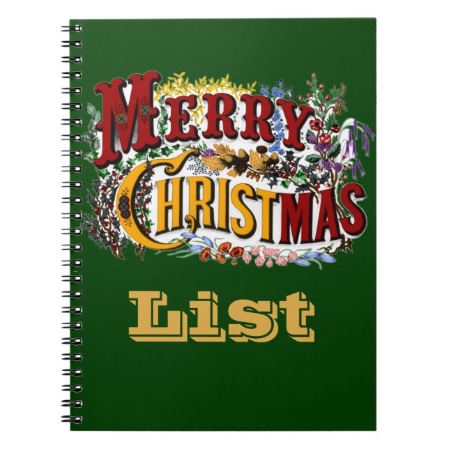 Caderno Espiral Notebook de Lista de Natal Feliz (Frente)