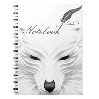 Caderno Espiral notebook de lobo branco