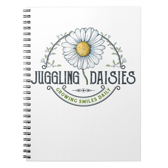 Caderno Espiral Notebook de logotipo Daisies malabarizando (Frente)