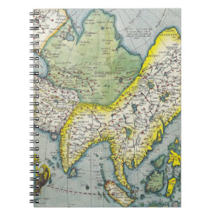Caderno Espiral Notebook de mapa antigo da Ásia Oriental
