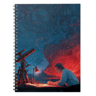 Caderno Espiral Notebook de mapa vermelho azul estrela do observat