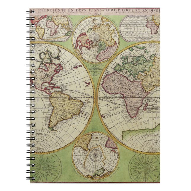 Caderno Espiral Notebook de mapeamento de hemisférios do planeta P (Frente)