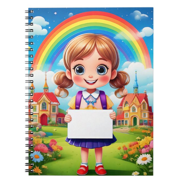 Caderno Espiral Notebook de menina - Voltar à escola (Frente)