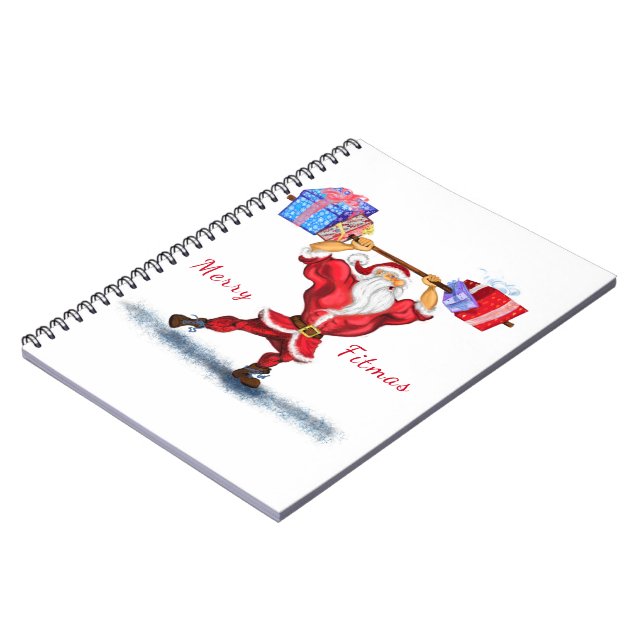 Caderno Espiral Notebook de Natal Bodybuilder Papais noeis com pre (Left Side)